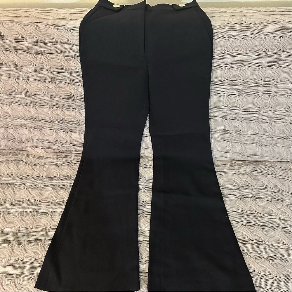 Sandro Black Boot Cut Flare Pants with Smooth Texture - Picture 1 of 4